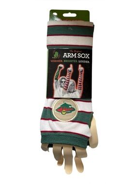 FiveLo Arm Sox Minnesota Wild Striped‎ Arm Warmers Fingerless Gloves OS New